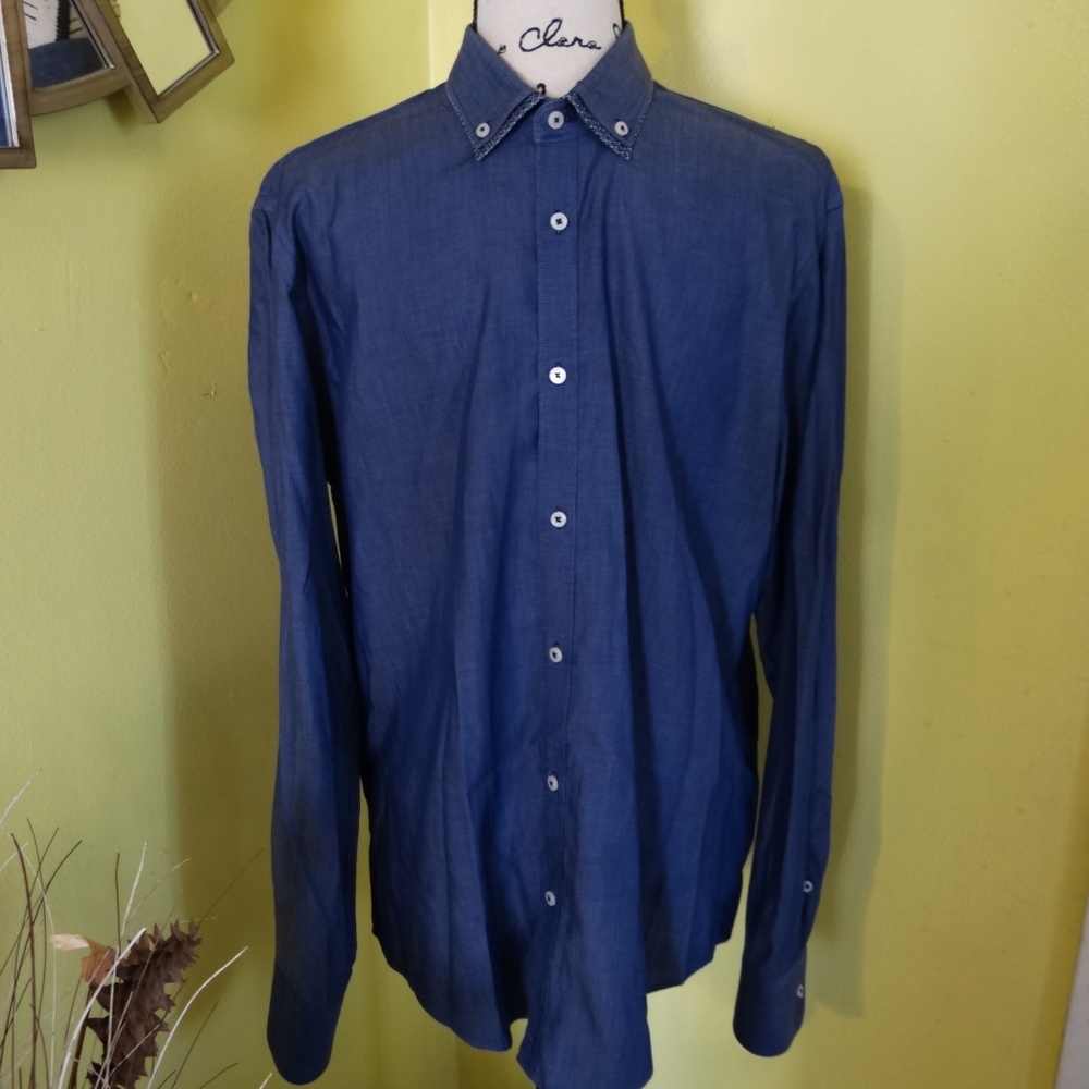 Zara Man Slim Fit Chambray Dress Shirt